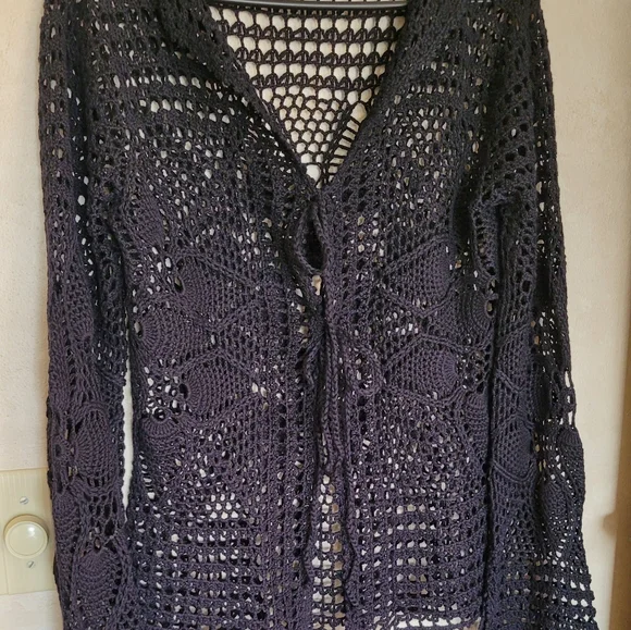 Detailed Black Crochet Women's Sweater Boston Proper - Picture 2 of 6